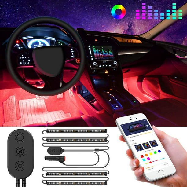 APP Controller Lighting Kits Multi-color Music Car Strip Light with Sound Active Function and Remote Controller Interior Car Led Strip Lights
